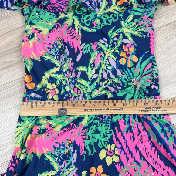 Lilly Pulitzer Klea Off The Shoulder Romper Indigo A Glow Tropical Print Size S - Picture 8 of 10